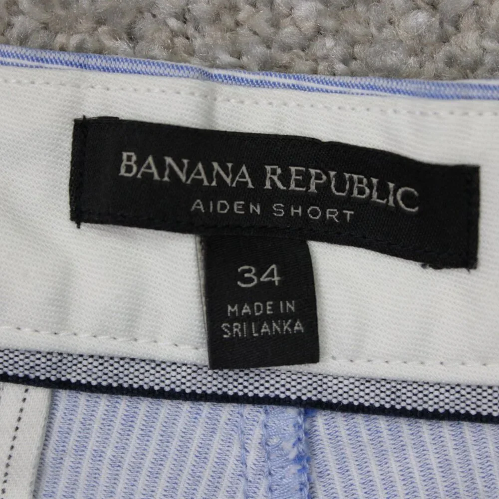 Banana Republic Aiden Club Chino Shorts Mens 34 Blue Cotton Textured 10